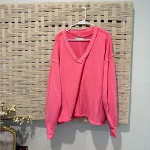 We The Free Oversized V-Neck Sweater in Pink
